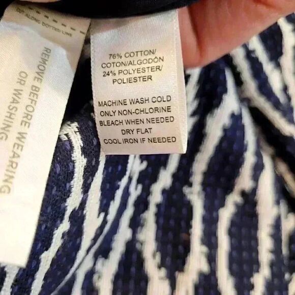 Loft Women's Black & White Cotton/Poly Geometric Print Asymmetrical Wrap Pencil - Picture 11 of 13